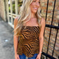 Tiger Cami Panel Tank- Brown/Black