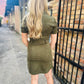 Jolene Button Up Suede Dress- Olive