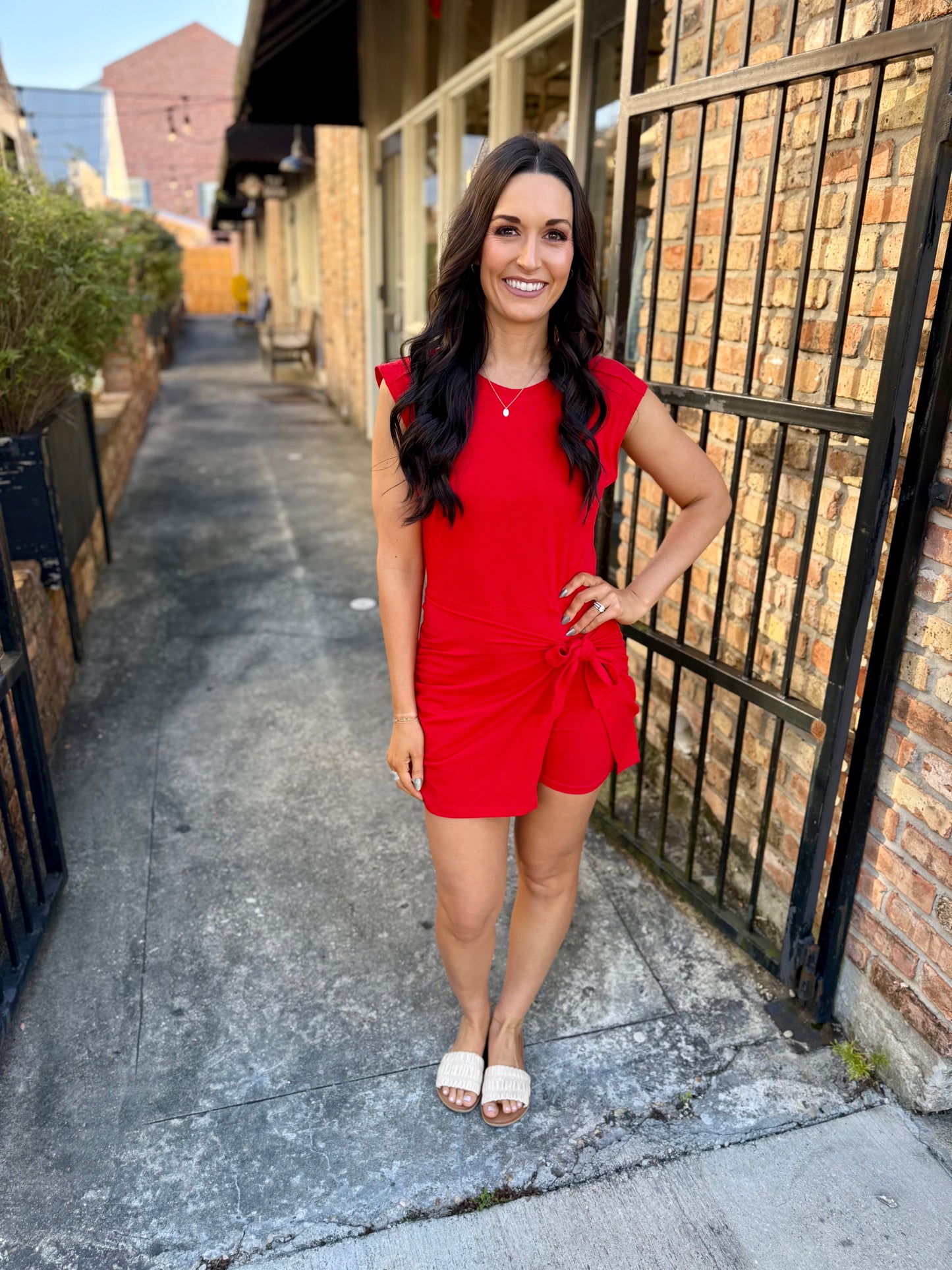red workout dress ProStretch Open Back Sports Dress