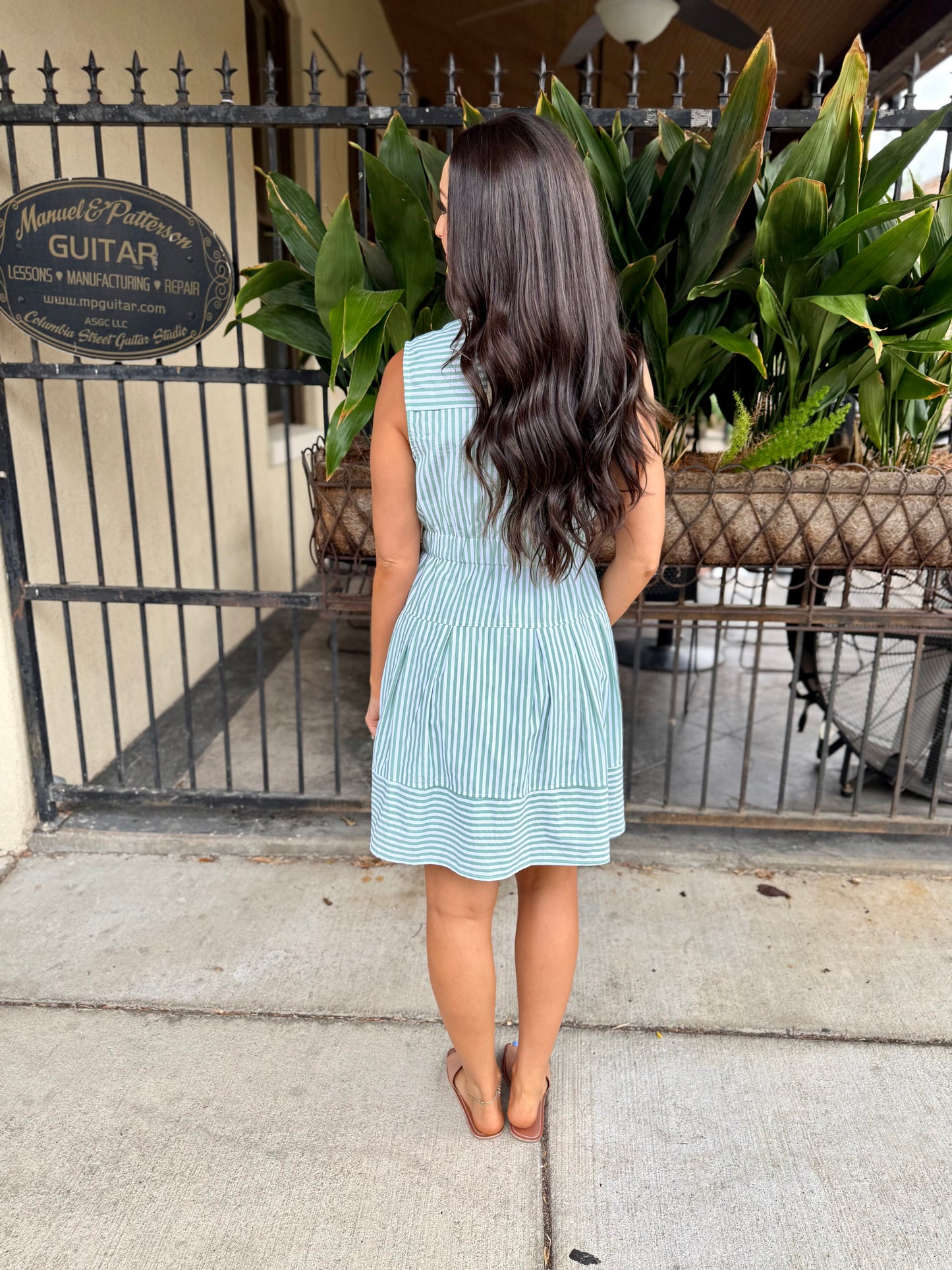 Liv Striped Dress- Sage