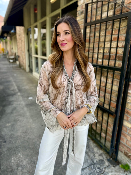 Lita Neck Tie Top- Snake