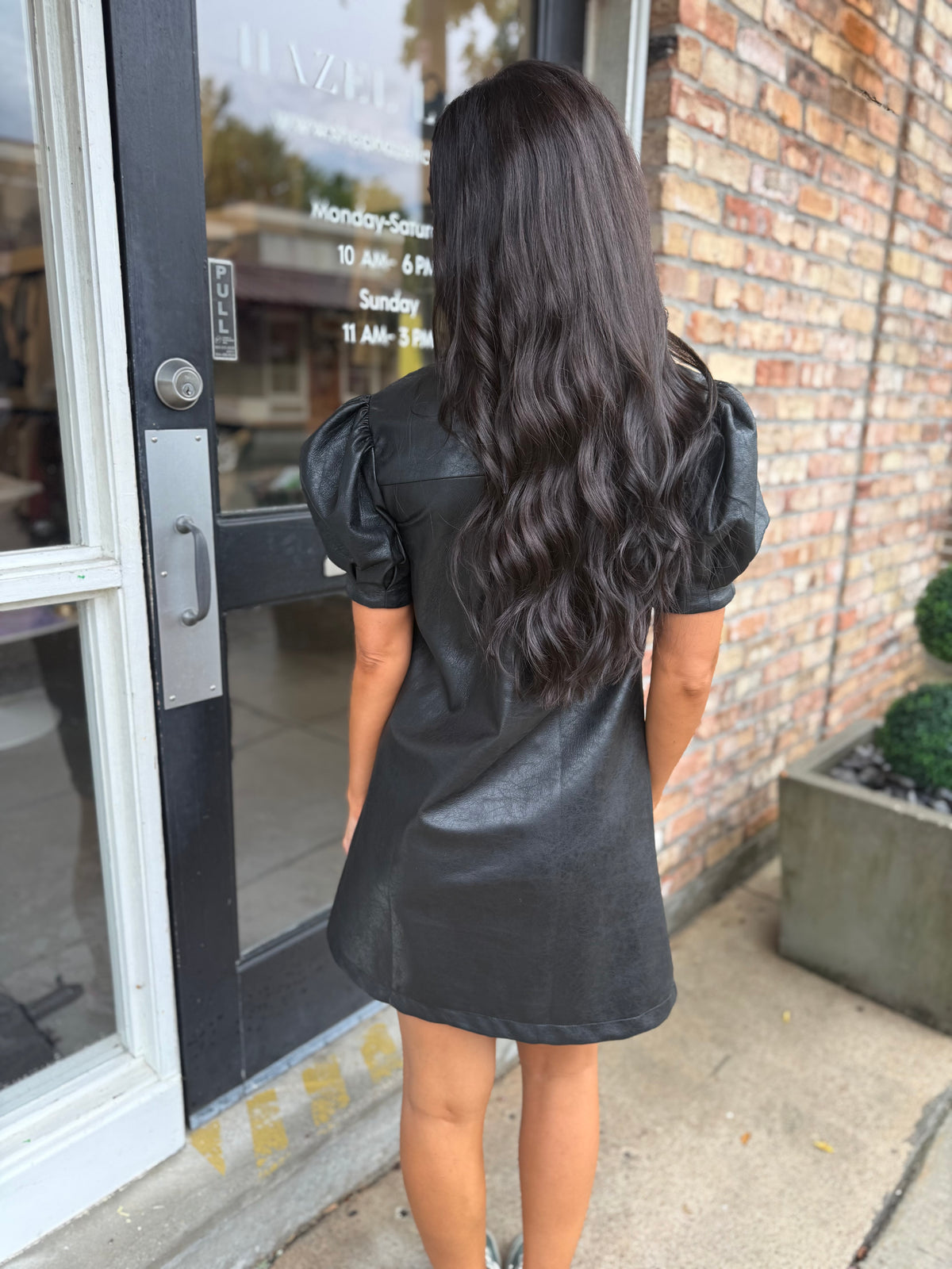 Vivienne Faux Leather Dress- Black