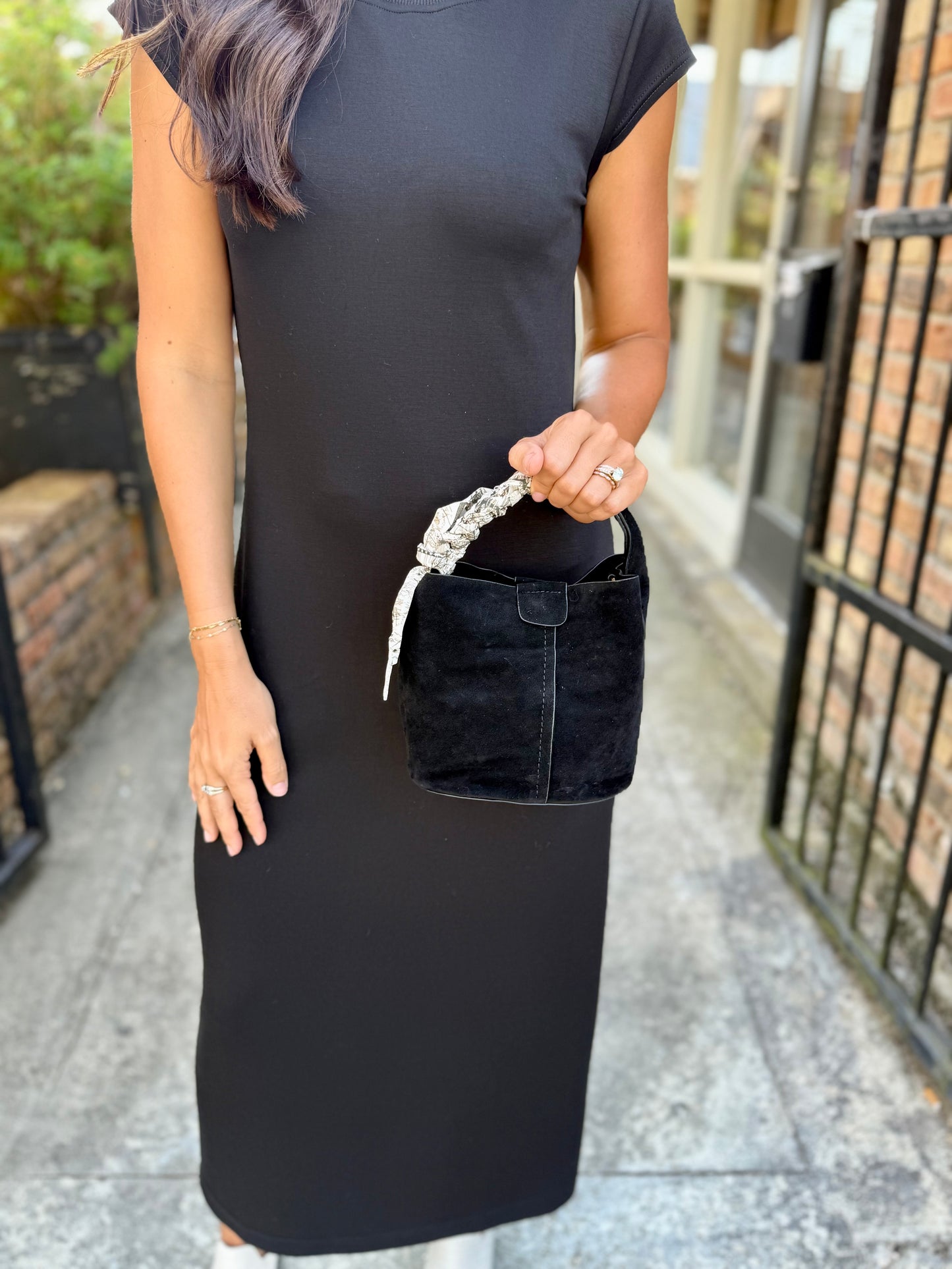 Shelley Suede Crossbody Bag- Black