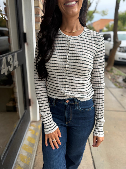 Z Supply Rosanna Stripe Sweater Top- Chalk