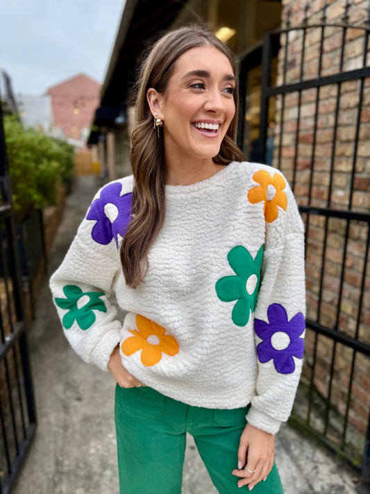 Mardi Gras Flower Fleece