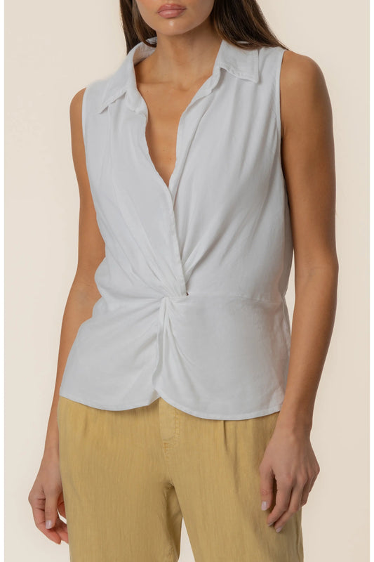 Sara Linen Top- White