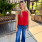 Kayla Eyelet Top- Red