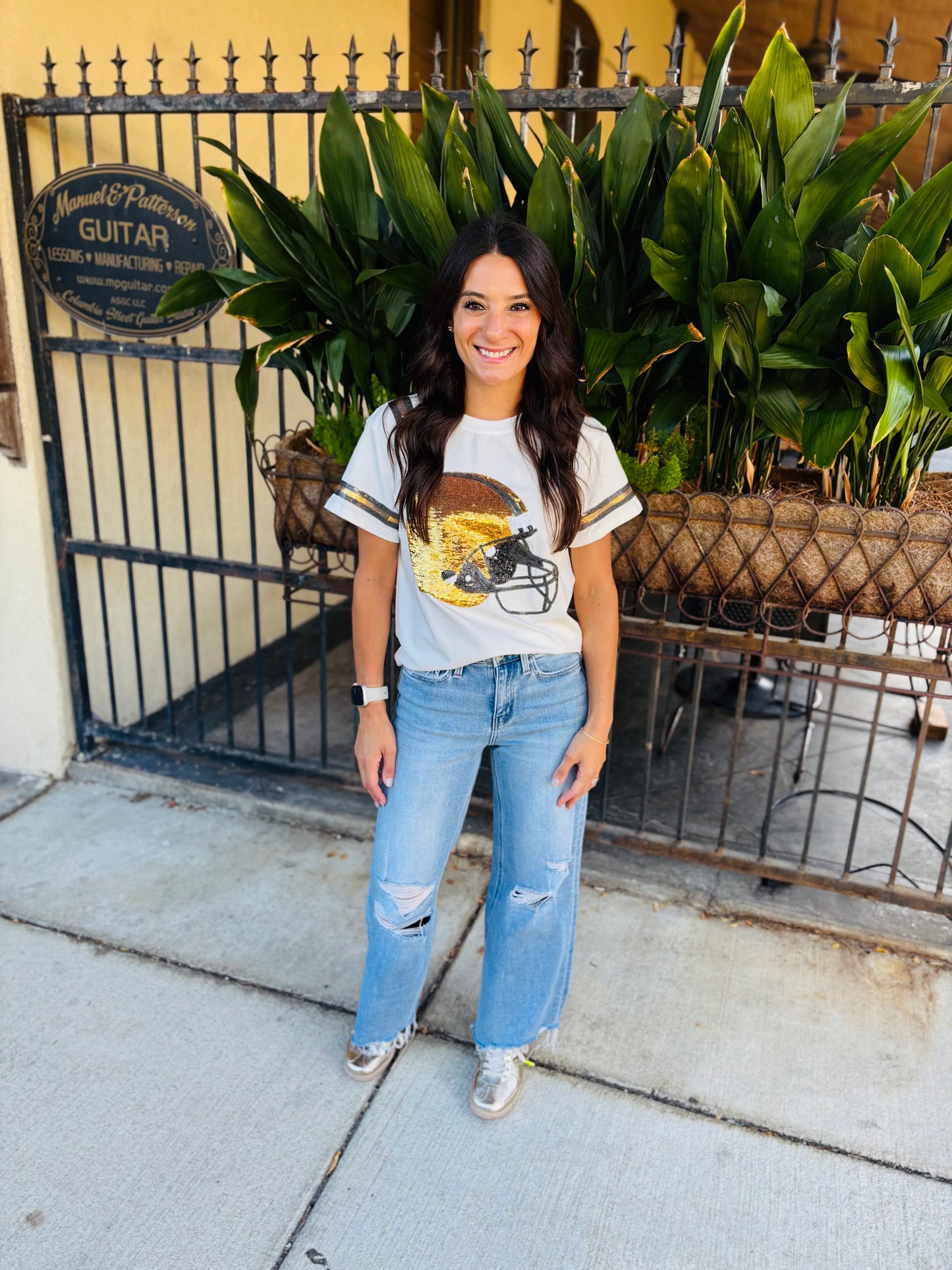 Miss Helmet Tee- Black & Gold