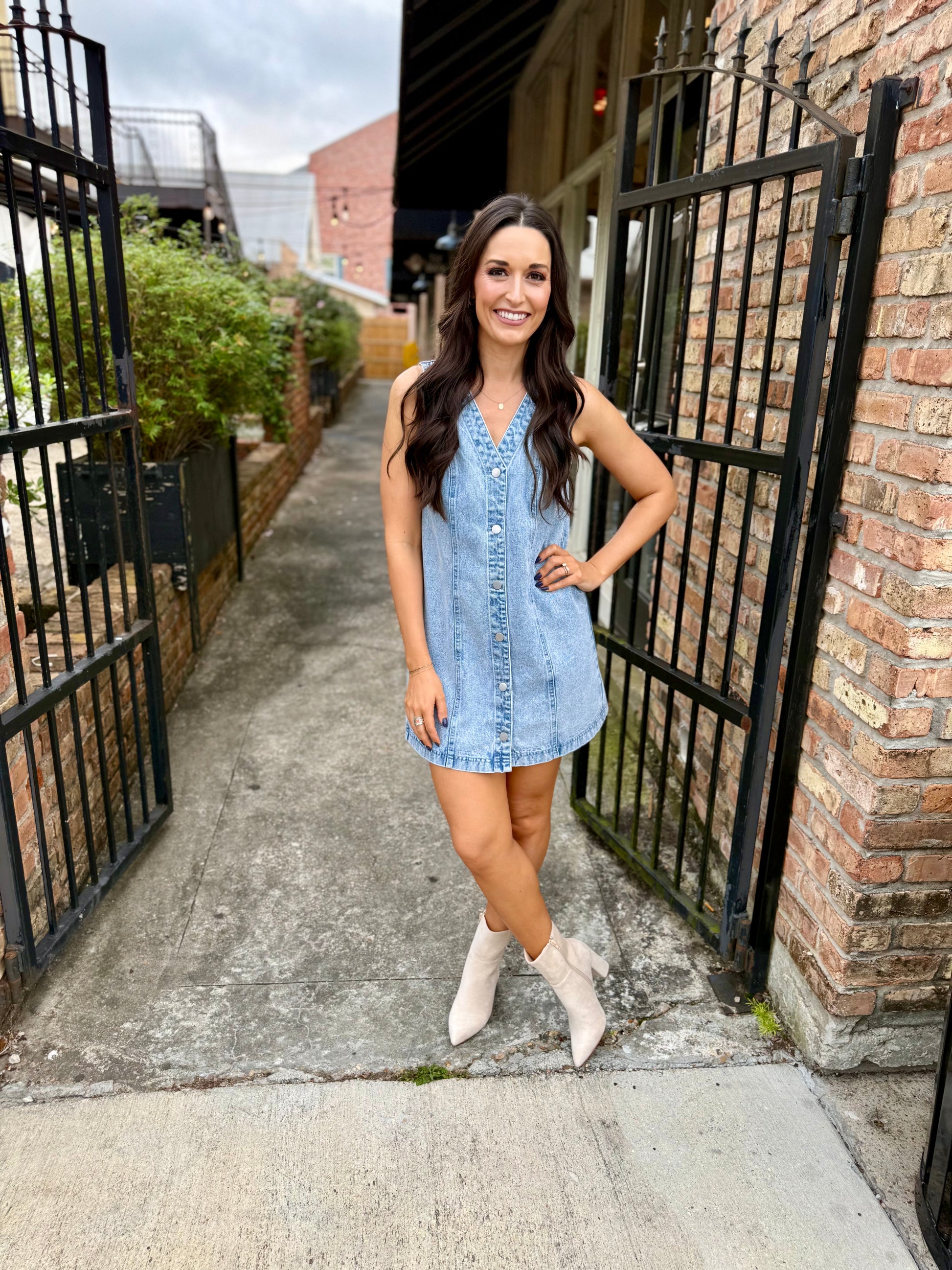 fresh horizons denim mini dress Fresh Horizons Denim Mini Dress