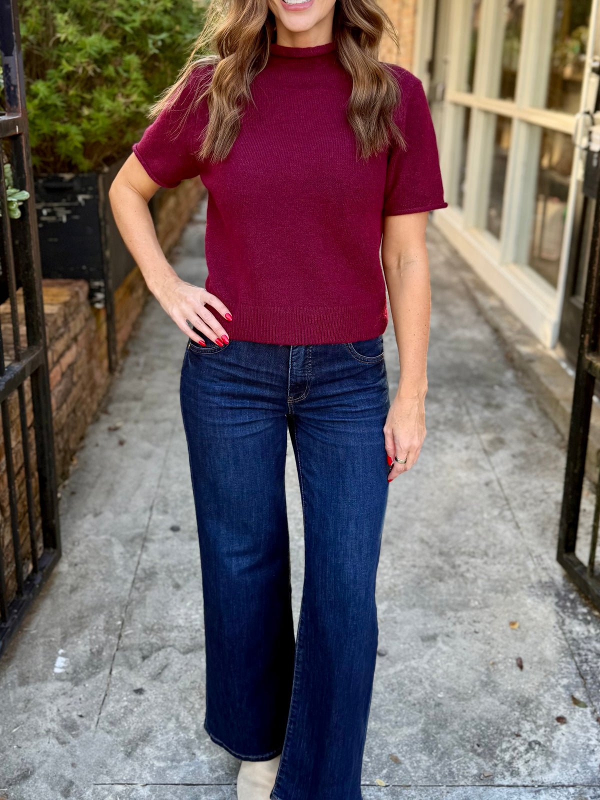 Brandon Sweater Top- Merlot