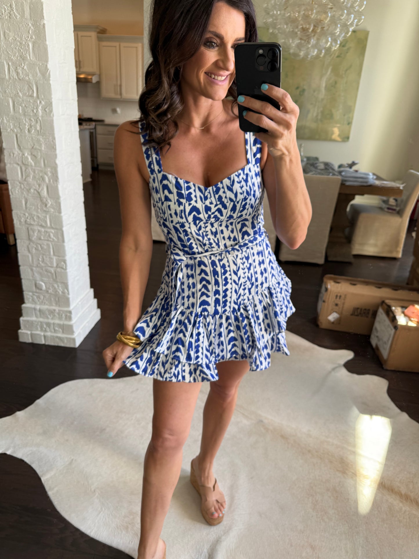 Hailey Romper- Cobalt Trail