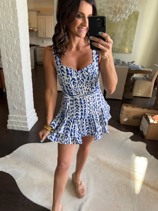 Hailey Romper- Cobalt Trail