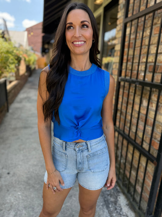 Twist Front Top- Blue