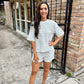 Chad Striped Terry Crew Neck Tee- Sage Green