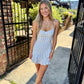 Callahan Romper Dress- Blue Rose