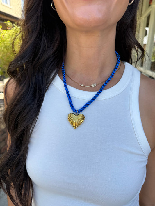 Cord Necklace- Royal Blue/Heart