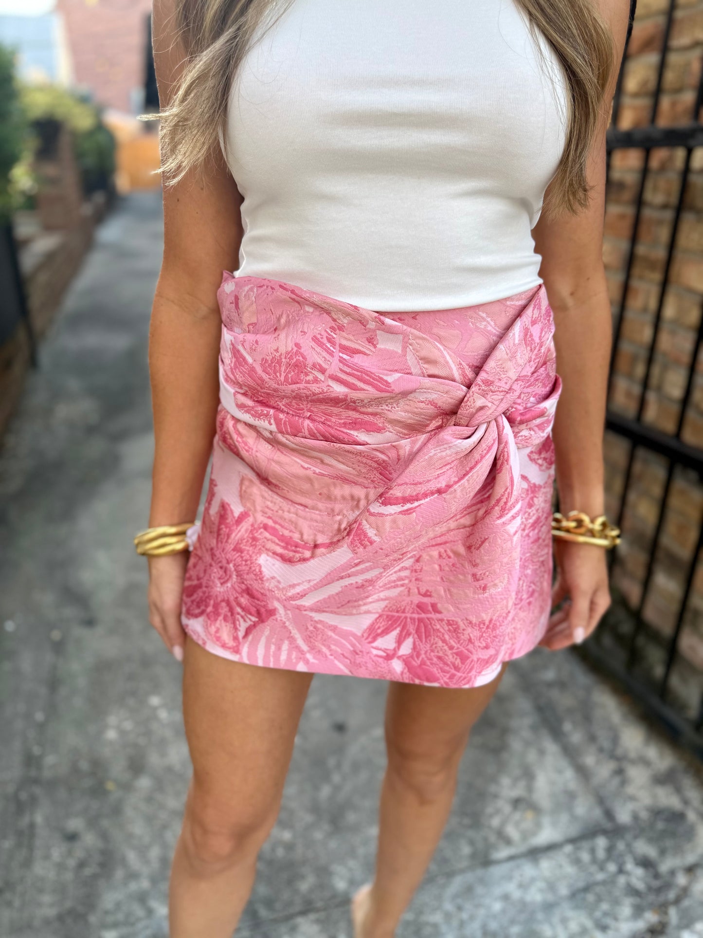 Sophia Skort- Pink Jacquard