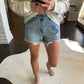 Boxy Denim Shorts- Med Blue