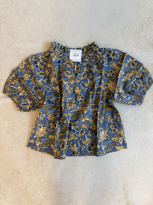 Luke Indigo Floral Ruffle Top