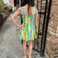 Emily Mini Dress- Rainbow Paint Stripe