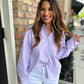Vonn Button Down Top- Pink/Blue