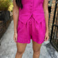 Roy Linen Halter Vest- Fuchsia