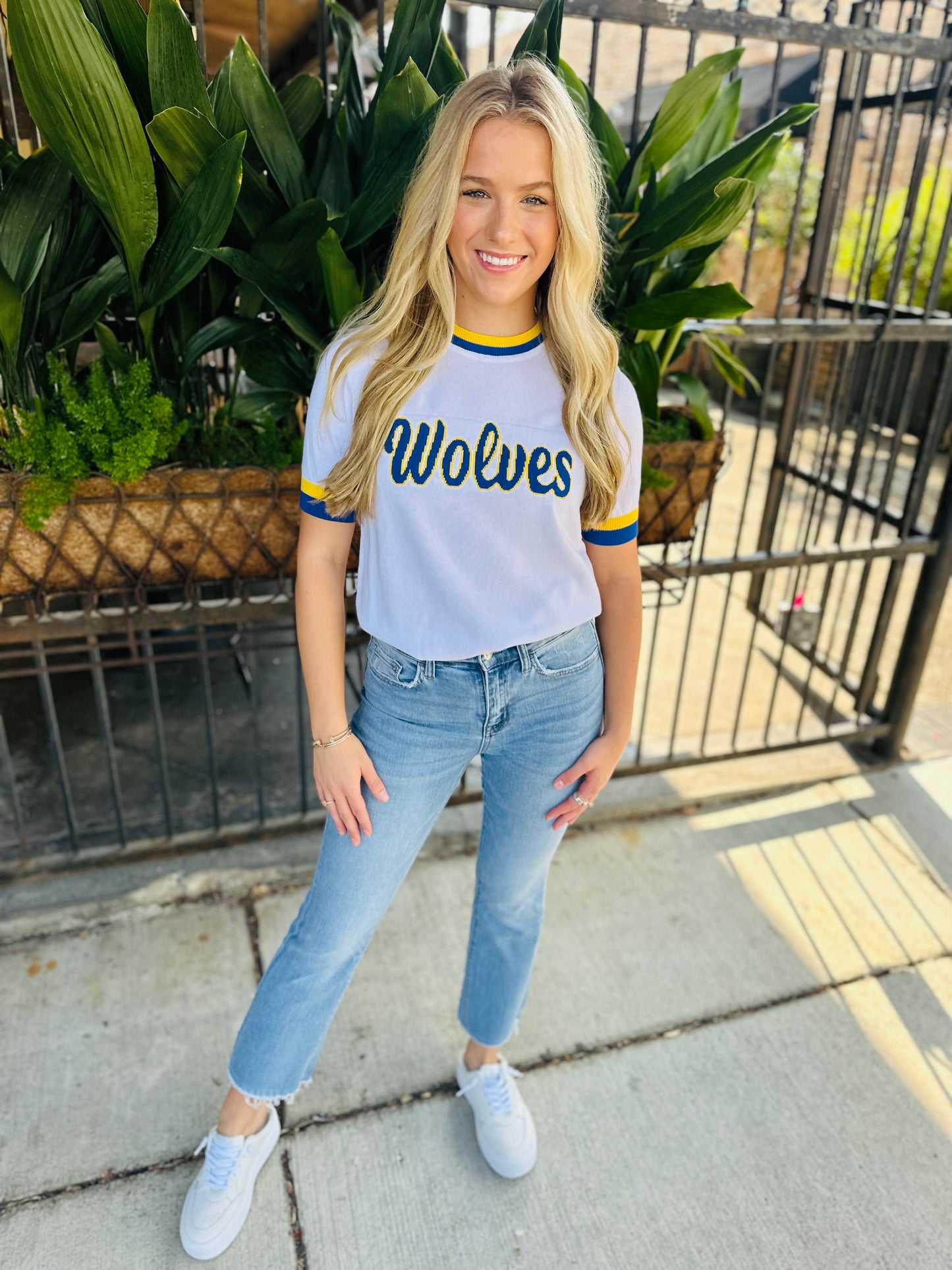 Wolves Varsity Sweater Top- White