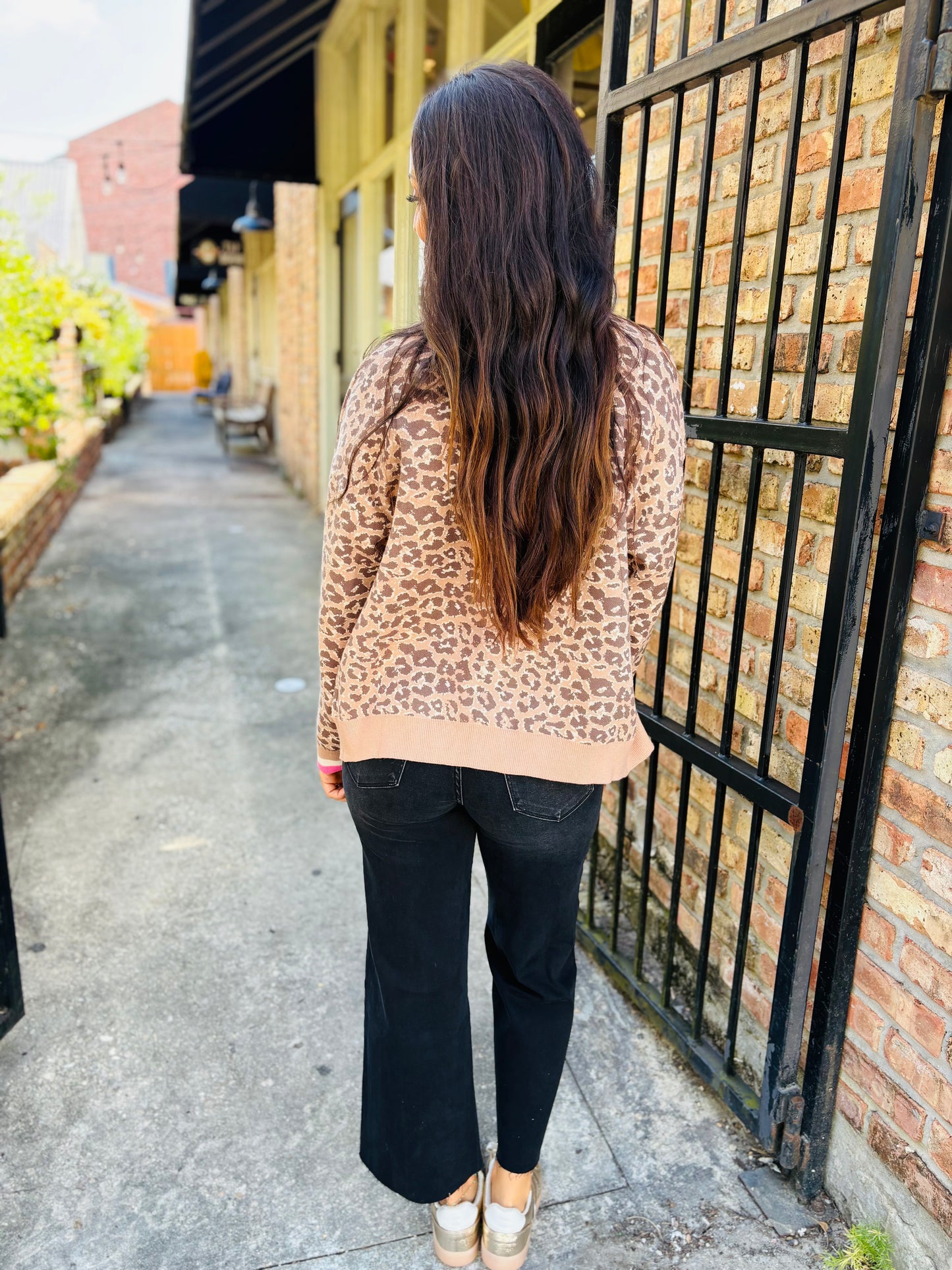 Leopard Cardigan- Pink/Camel