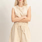 Luann Striped Drawstring Romper- Taupe