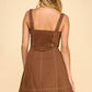 Burg Pleated Mini Dress- Mocha