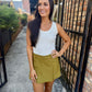 Volly Pleated Mini Skort- Olive