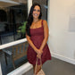 Louis Linen Romper Mini Dress- Brandy Brown