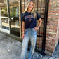 Hannan Heart Top- Navy