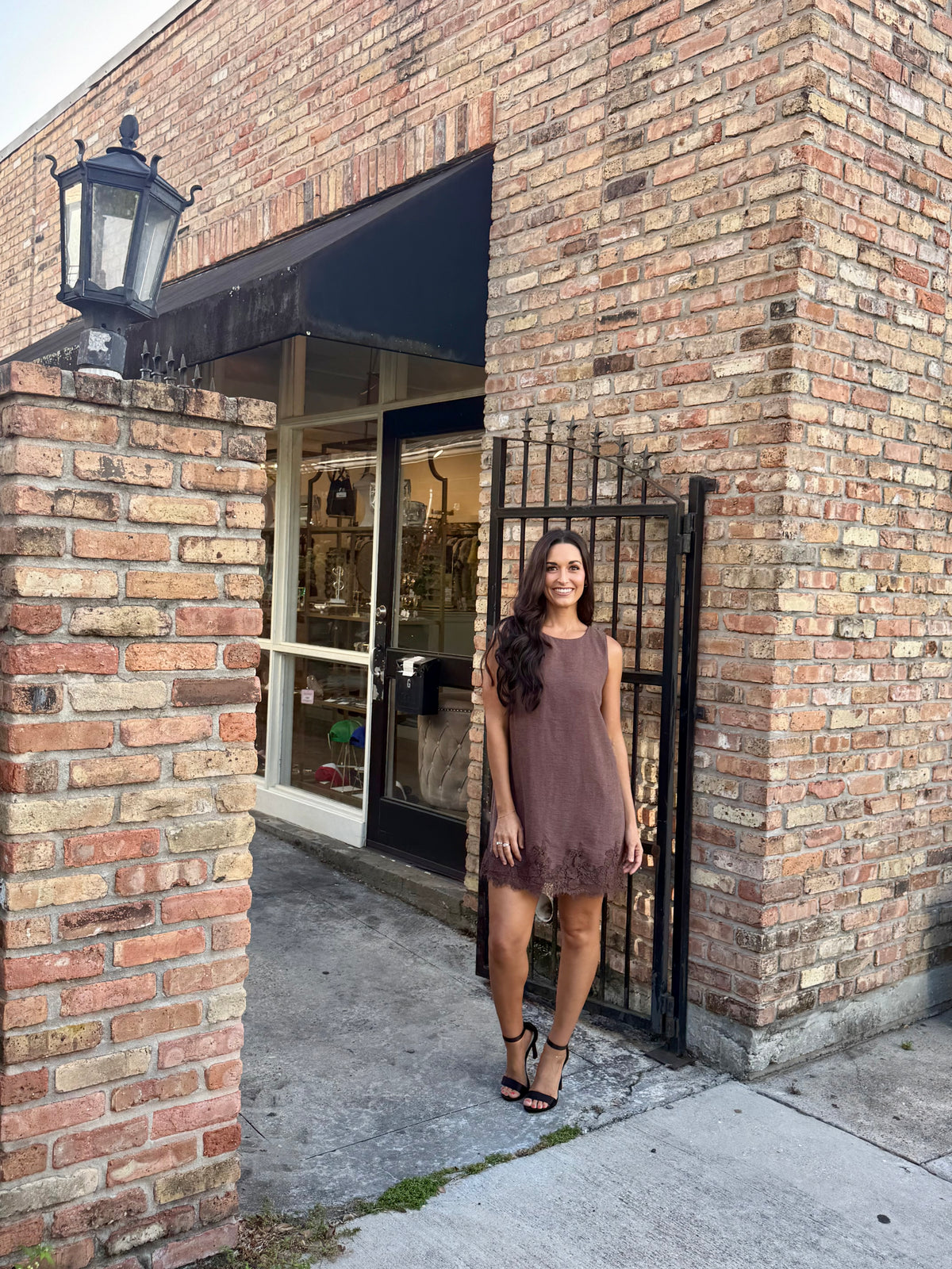 Lacey Suede Dress- Brown