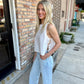 Heartland Side Tie Sleeveless Top- Cream