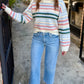 Pattern Cropped Sweater- Cream Multi