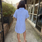 Day Striped Shirt Dress- Lt. Blue
