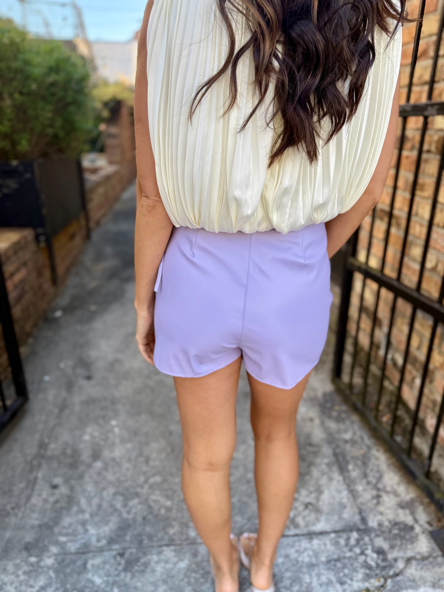 O'Neal Faux Leather Wrap Mini Skort- Lavender