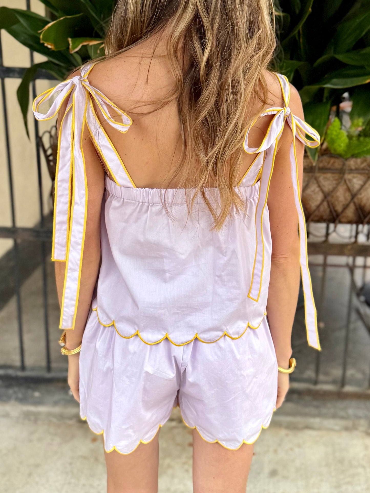 Tiger Embroidered Set- Lav/Yellow