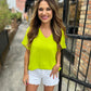 Flowy V Blouse-Neon Lime