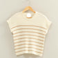 Kayla Ribbed Striped Knit Top- Taupe