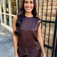 Meaux Mixed Lace Top- Brown
