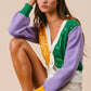 Thoth MG Colorblock Cardigan- Purple