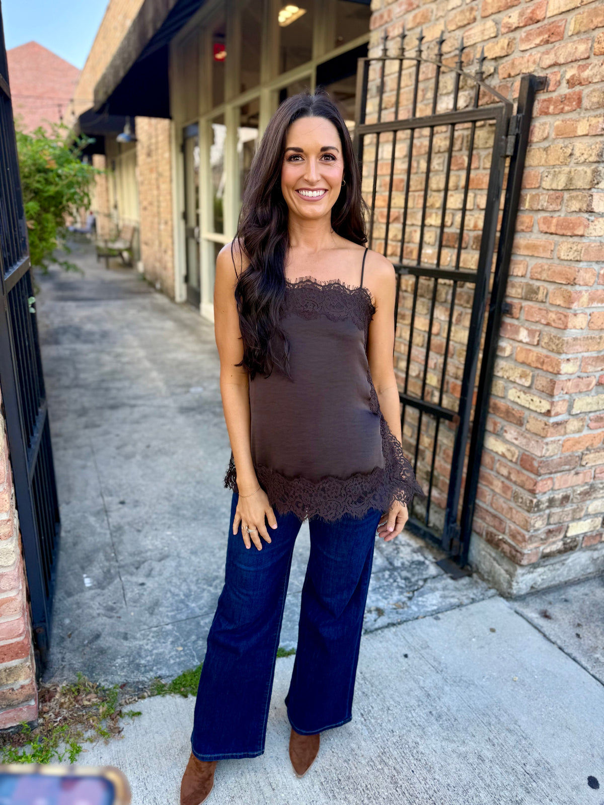 Z Supply Roselle Lace Cami-Cocoa Bean