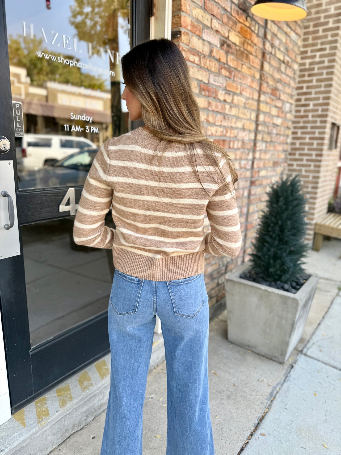Sheri Striped Sweater- Taupe Cream