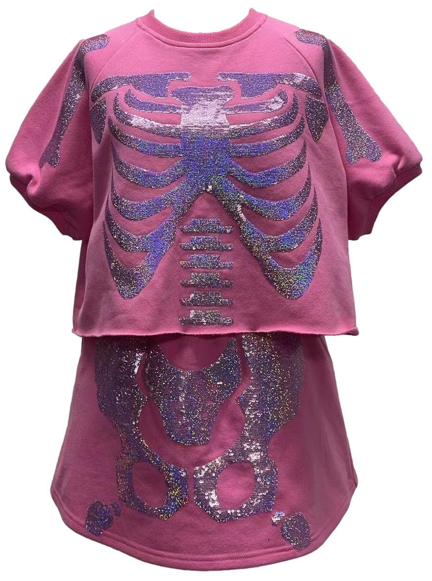 Tonal Skeleton Top- Pink