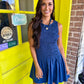 Beck Smocked Mini Dress- Navy