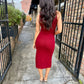 Cliffside Midi Dress- Deep Red