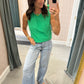 Violet Tank- Green Eyelet