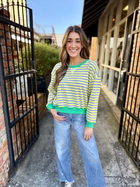 Mardi Metry Stripe Sweatshirt- Pastel